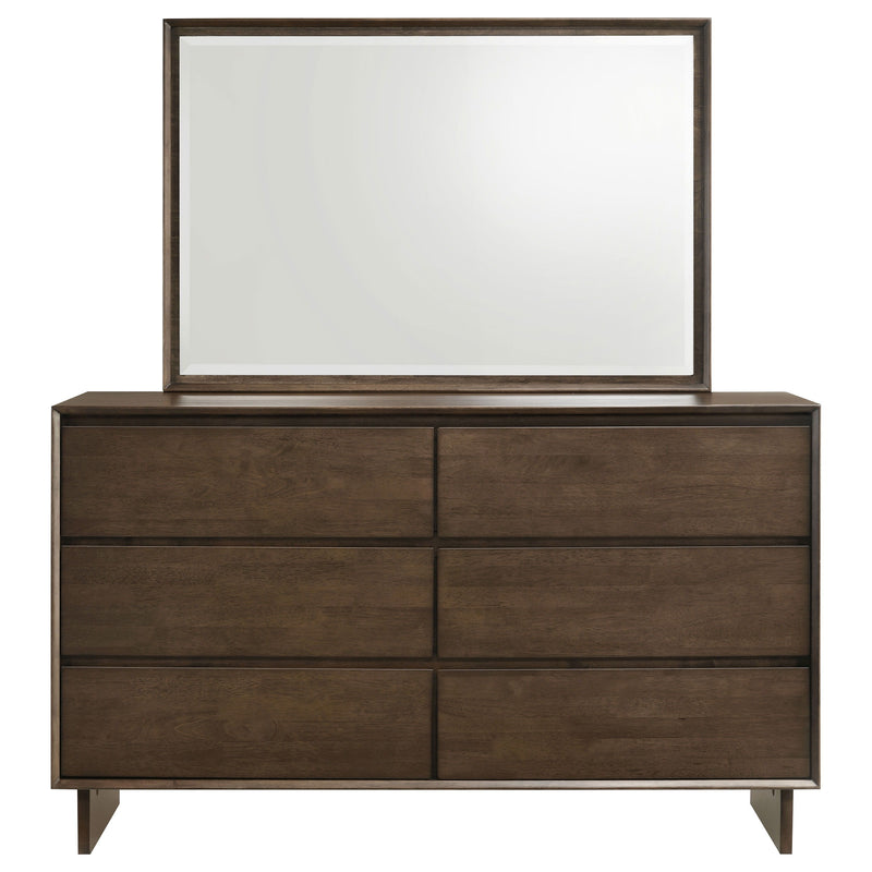 Glenwood - 6-Drawer Dresser And Mirror - Warm Brown