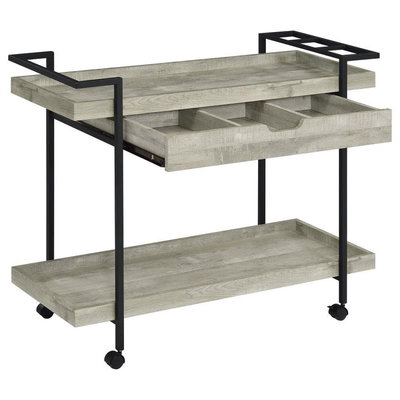 Ventura - 1-Drawer Engineered Wood Bar Cart - Gray Driftwood