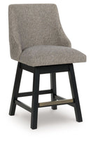 Neymorton - Upholstered Swivel Barstool (Set of 2) - Dark Grayish Brown