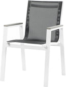 Nizuc - Outdoor Patio Dining Arm Chair With White Frame And Gray Arms (Set of 2)