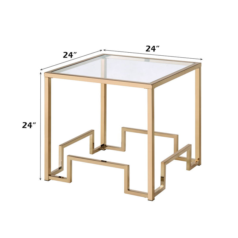 Damien - End Table - Clear Glass & Champagne