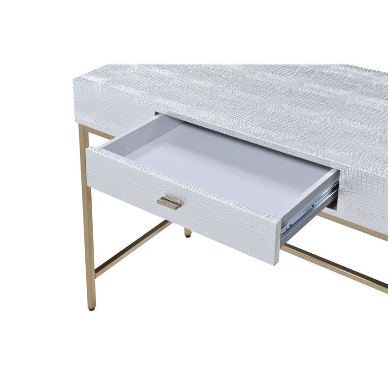 Piety - Writing Desk (Same Ac00893) - Silver Synthetic Leather & Champagne