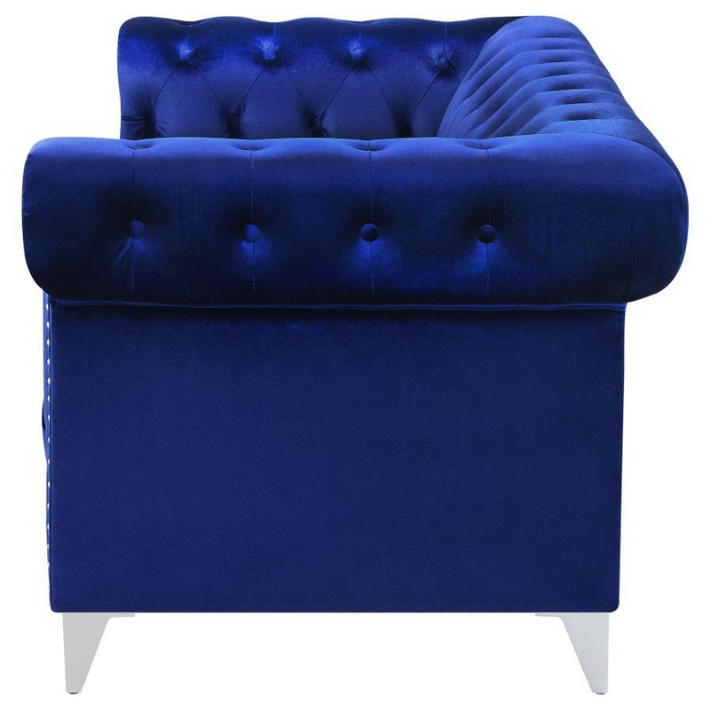 Bleker - Tufted Tuxedo Arm Loveseat - Blue