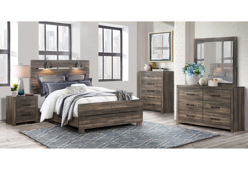 Linwood - 5 Piece Full Bedroom Set With Lamps - Dark Oak