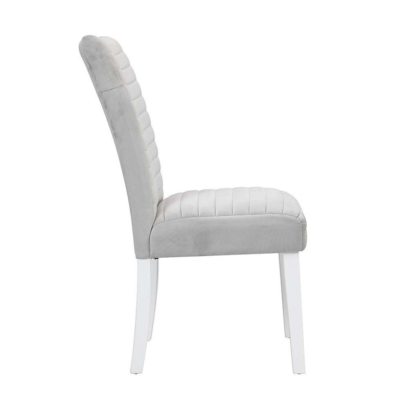 Elizaveta - Side Chair (Set of 2) - Gray Velvet &White High Gloss