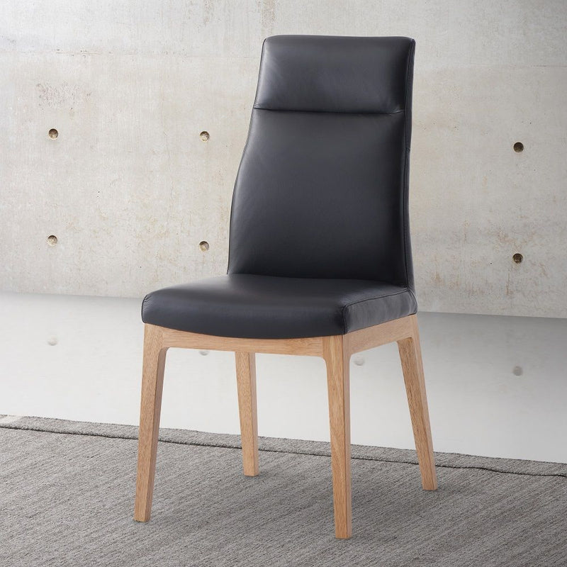 Raquan - Side Chair (Set of 2) - Black Leather & Walnut