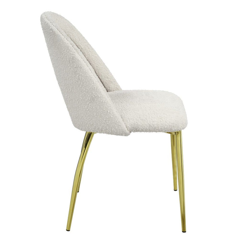 Fadri - Side Chair (Set of 2) - Teddy Sherpa & Mirrored Gold