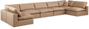 Comfy - 7 Piece Faux Leather Modular Armless Sectional - Tan