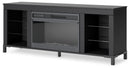 Cayberry - TV Stand With Fireplace - Black