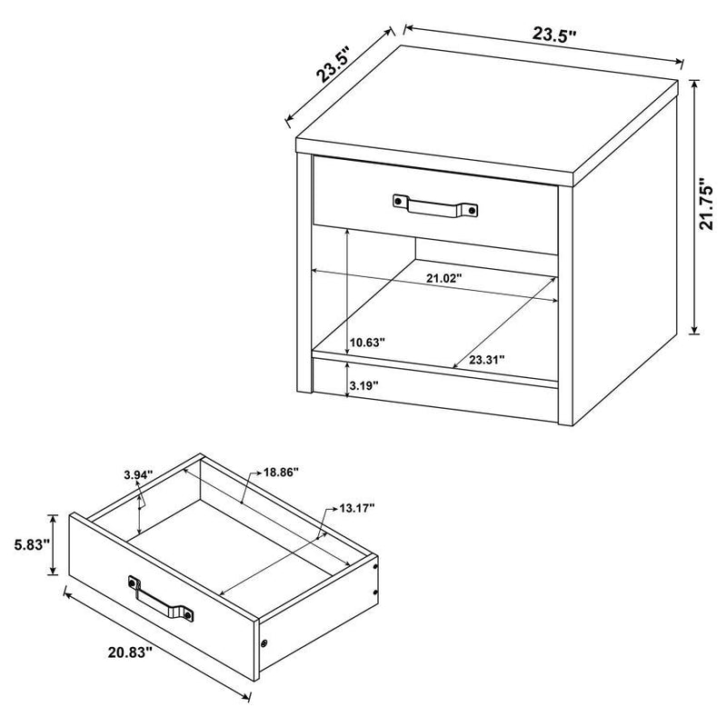 Felix - 1-Drawer Engineered Wood Side End Table - Gray Driftwood