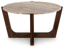 Tanidore - Round Cocktail Table - Warm Brown