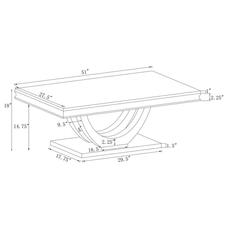 Kerwin - Rectangular Stone Top Coffee Table - White And Chrome