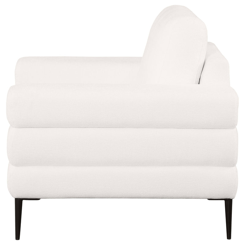 Jessel - Chenille Upholstered Track Arm Chair - Ivory