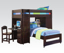 Lars - Twin Over Twin Loft Bed With Wardrobe & Desk & Chair - Wenge