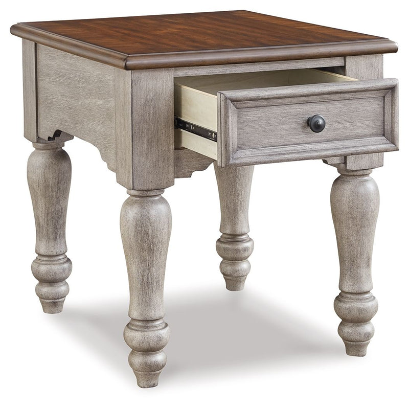 Lodenbay - Antique Gray / Brown - Rectangular End Table