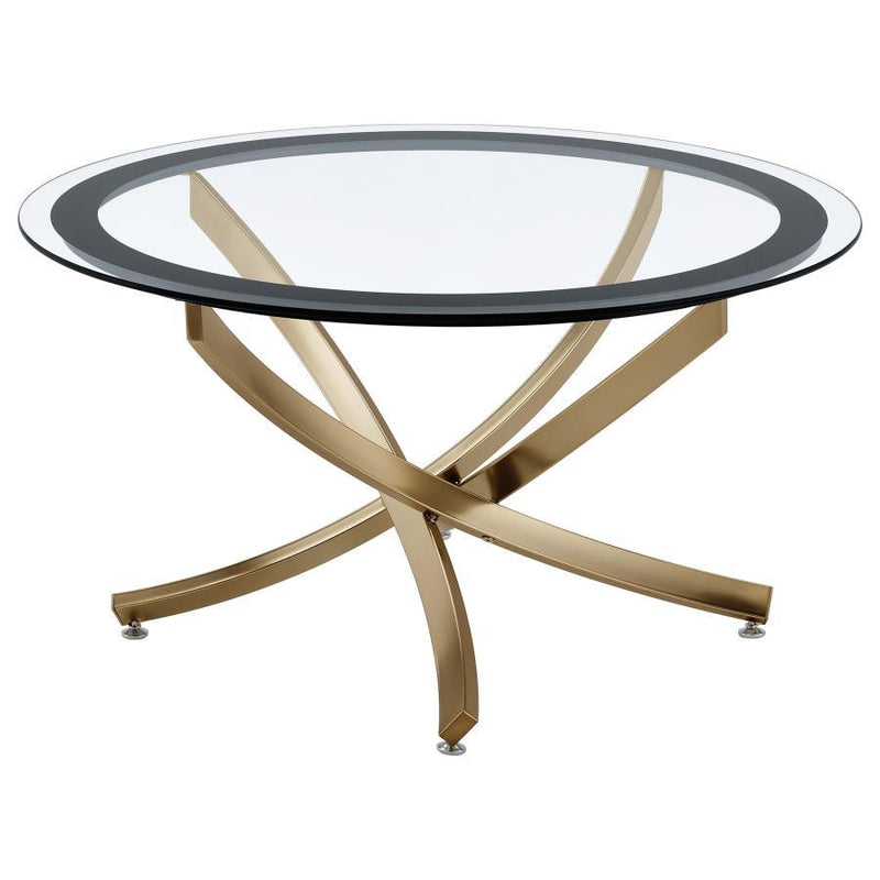 Brooke - Round Glass Top Coffee Table Metal Base