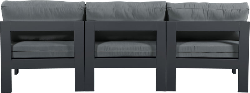 Nizuc - Outdoor Patio 3 Seat Armless Modular Sofa With Gray Frame