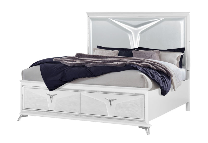 Romo - Queen Bed With LED - White