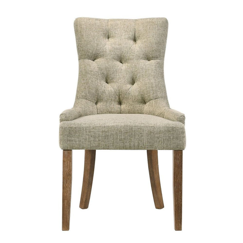 Yotam - Side Chair (Set of 2) - Beige Fabric & Salvaged Oak