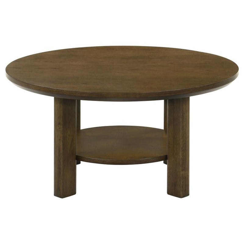 Ottowa - Round Wood Table With Shelf