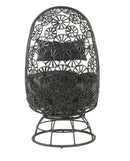 Hikre - Patio Lounge Chair & Side Table - Clear Glass, Charcoal Fabric & Black Wicker