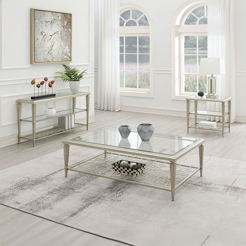Zaba - Sofa Table - Glass Top & Silver