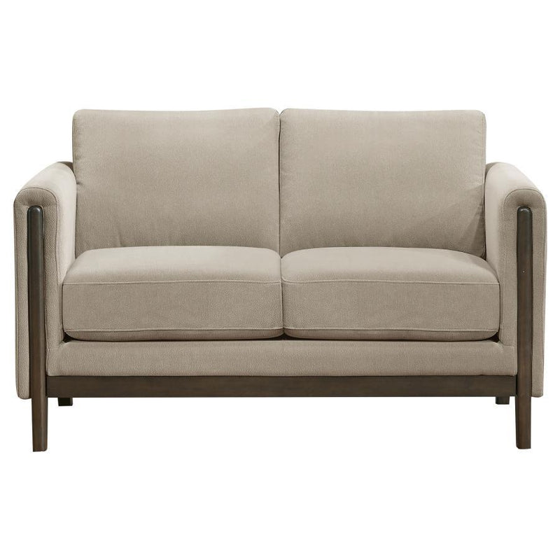Islington - Fabric Upholstered Panel Arm Loveseat - Taupe