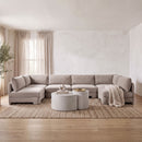 Hammond - Velvet Performance Fabric Upholstered 6 Piece U-Shaped Armless Sectional