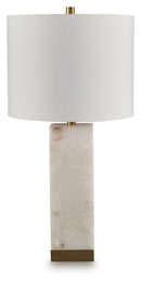 Linderfield - Alabaster Table Lamp - White / Gold Finish