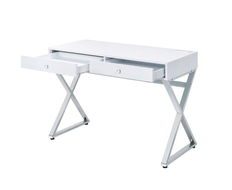 Coleen - Desk - White & Chrome Finish