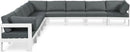 Nizuc - Outdoor Patio 9 Piece Modular Sectional With White Frame