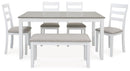 Stonehollow - Rectangular Drm Table Set (Set of 6) - White / Gray