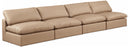 Comfy - Faux Leather Modular Armless Sofa 4 Pieces - Tan
