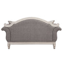 Florian - Loveseat With 3 Pillows - Gray Fabric & Antique White