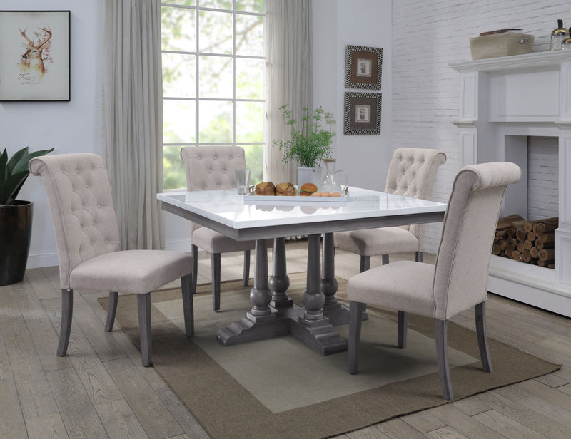 Yabeina - Dining Table - Marble Top & Gray Oak Finish - 30"