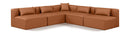 Cube - 5 Piece Modular Corner Armless Sectional - Cognac