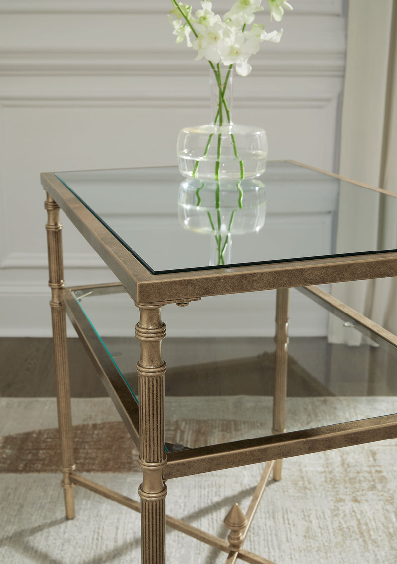 Cloverty - Aged Gold Finish - Rectangular End Table