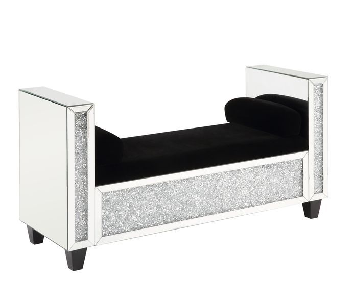 Noralie - Bench - Mirrored & Faux Diamonds - 28"