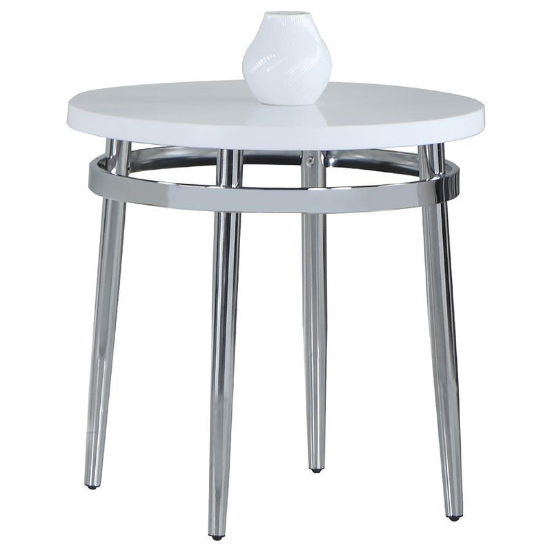 Avilla - Round End Table - White and Chrome