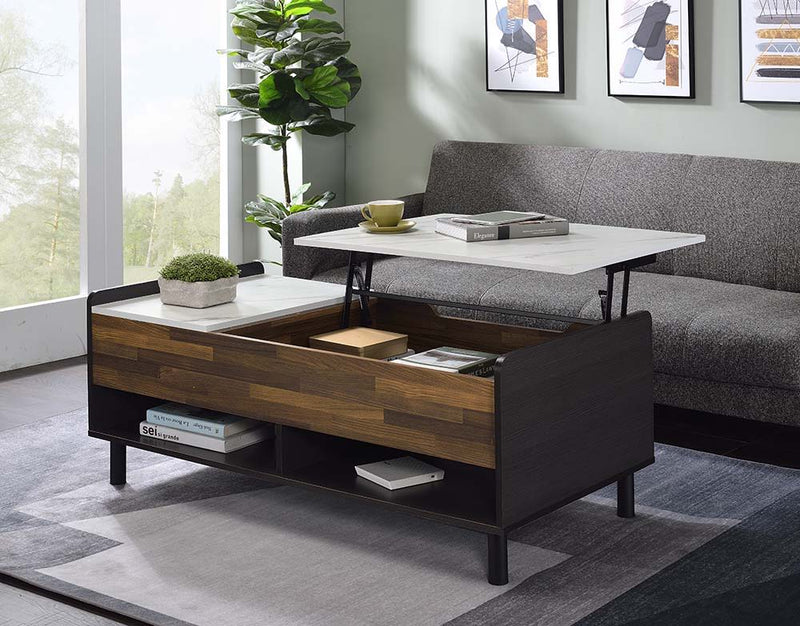 Axel - Coffee Table - Marble, Walnut & Black Finish