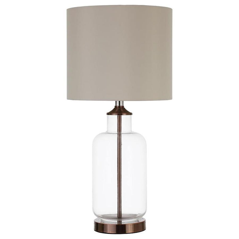 Aisha - Drum Shade Table Lamp - Creamy Beige and Clear