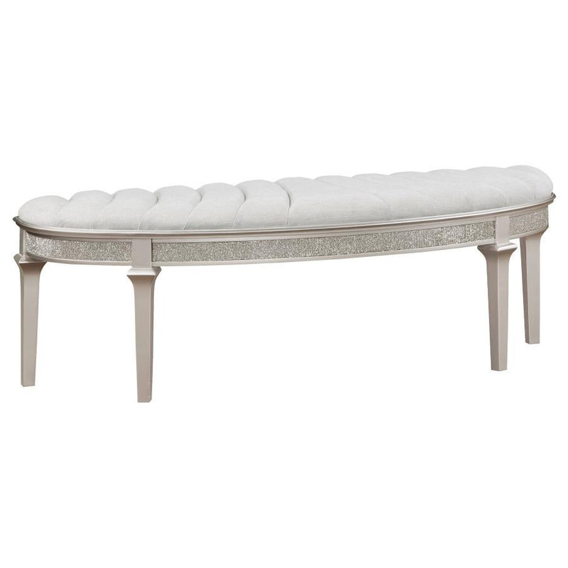 Evangeline - Upholstered Demilune Bench - Ivory And Silver Oak