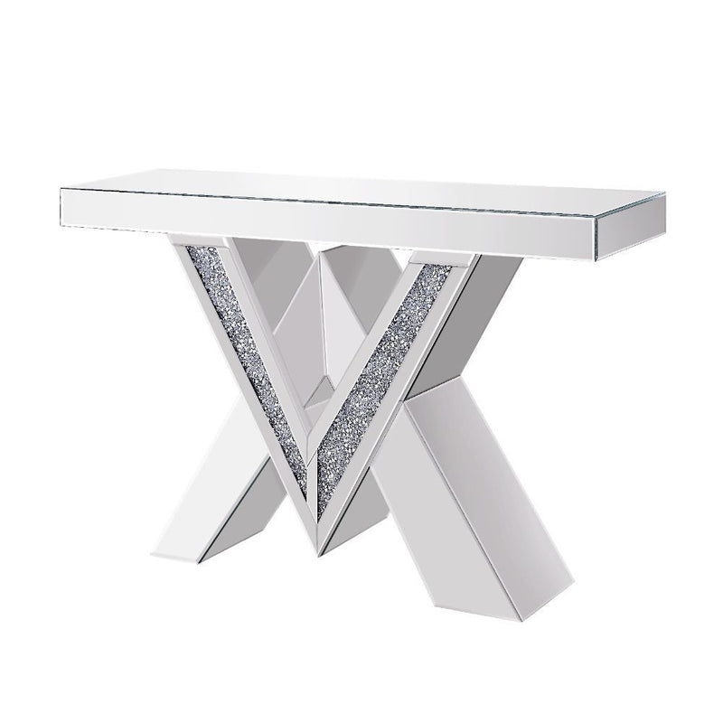 Noralie - Accent Table - Mirrored & Faux Diamonds - 31"