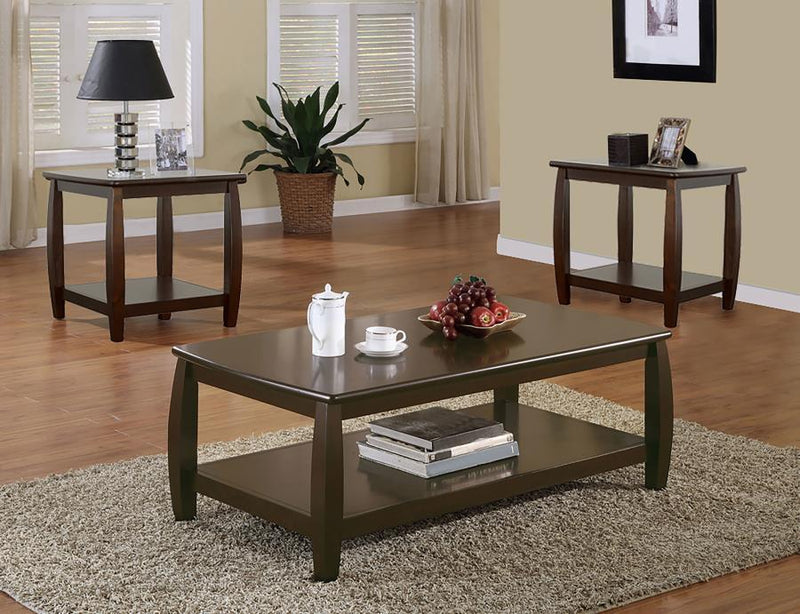 Dixon - 3 Piece Rectangular Wood Coffee Table Set Espresso - Cappuccino