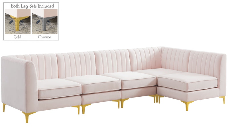 Alina - Modular Sectional 5 Piece - Pink - Fabric