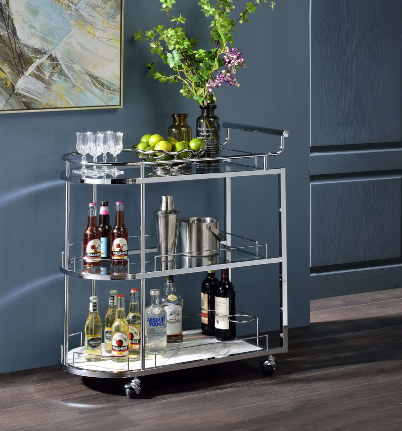 Inyo - Serving Cart - Clear Glass & Chrome Finish