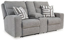 Biscoe - Power Reclining Loveseat With Console /Adj Headrest - Pewter