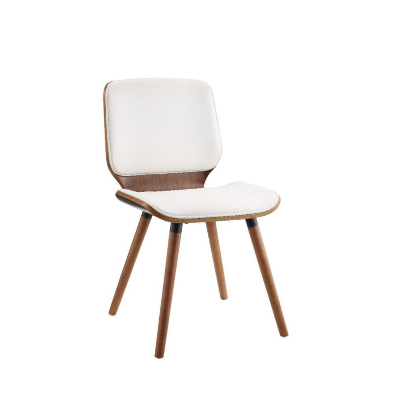 Nemesia - Accent Chair - White PU & Walnut