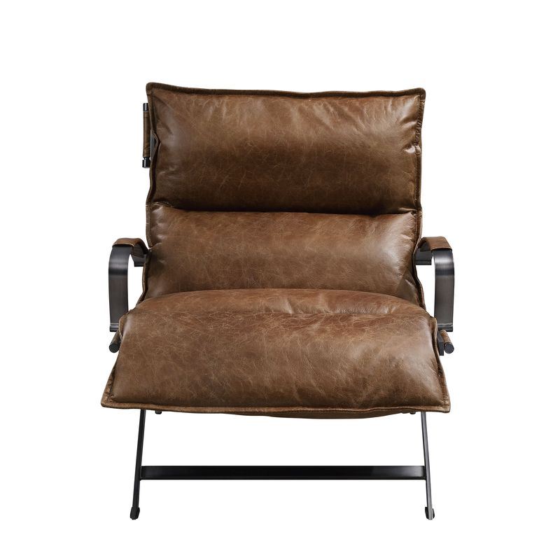 Zulgaz - Accent Chair - Cocoa Top Grain Leather & Matt Iron Finish