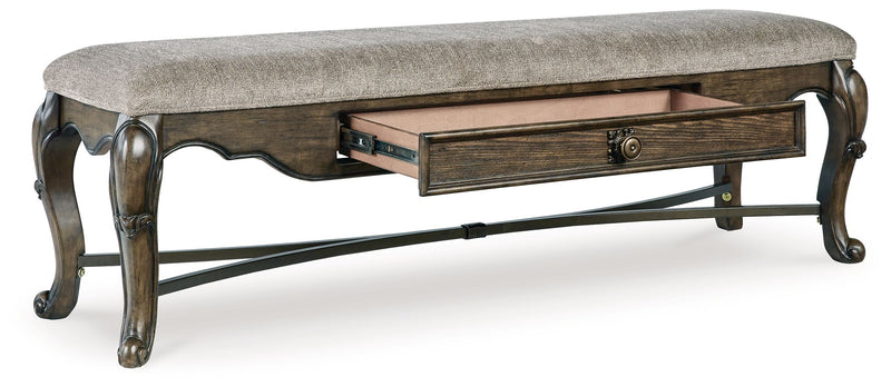 Maylee - Dark Brown - Upholstered Storage Bench